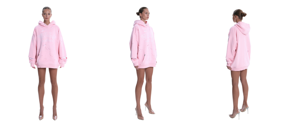 Рваное худи pink
