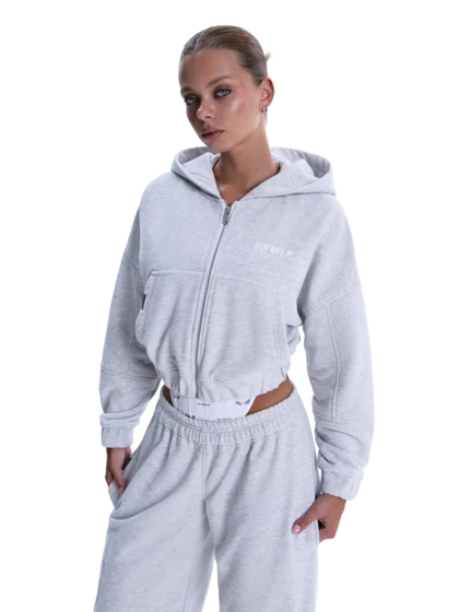 Спортивный костюм женский Woman Energy с белой вышивкой, меланж — STWLF