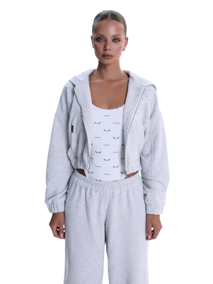Спортивный костюм женский Woman Energy с белой вышивкой, меланж — STWLF
