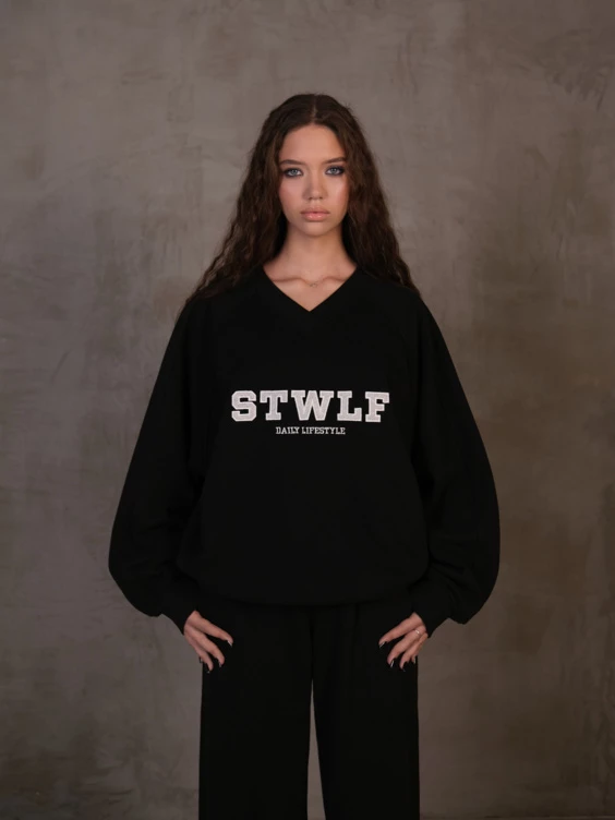 Спортивный костюм женский оверсайз STWLF, чёрный — STWLF, фото 3