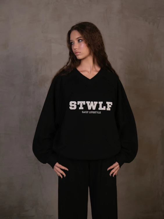Спортивный костюм женский оверсайз STWLF, чёрный — STWLF, фото 4
